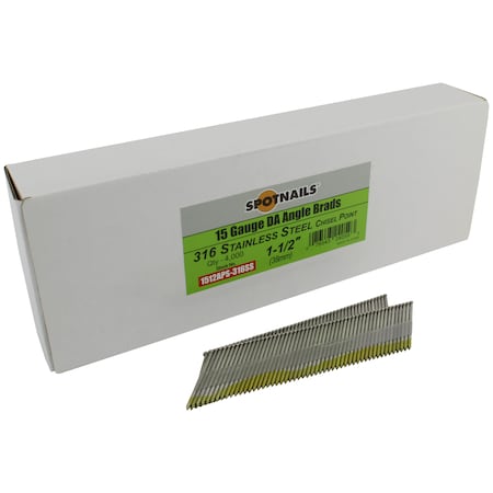 Spotnails Collated Brad Nail, 15 ga, 316 Stainless Steel, Brad Head, 34 Degrees 1512APS-316